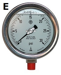 Model E Gauge - 1/4" NPT Standard Bottom Connection